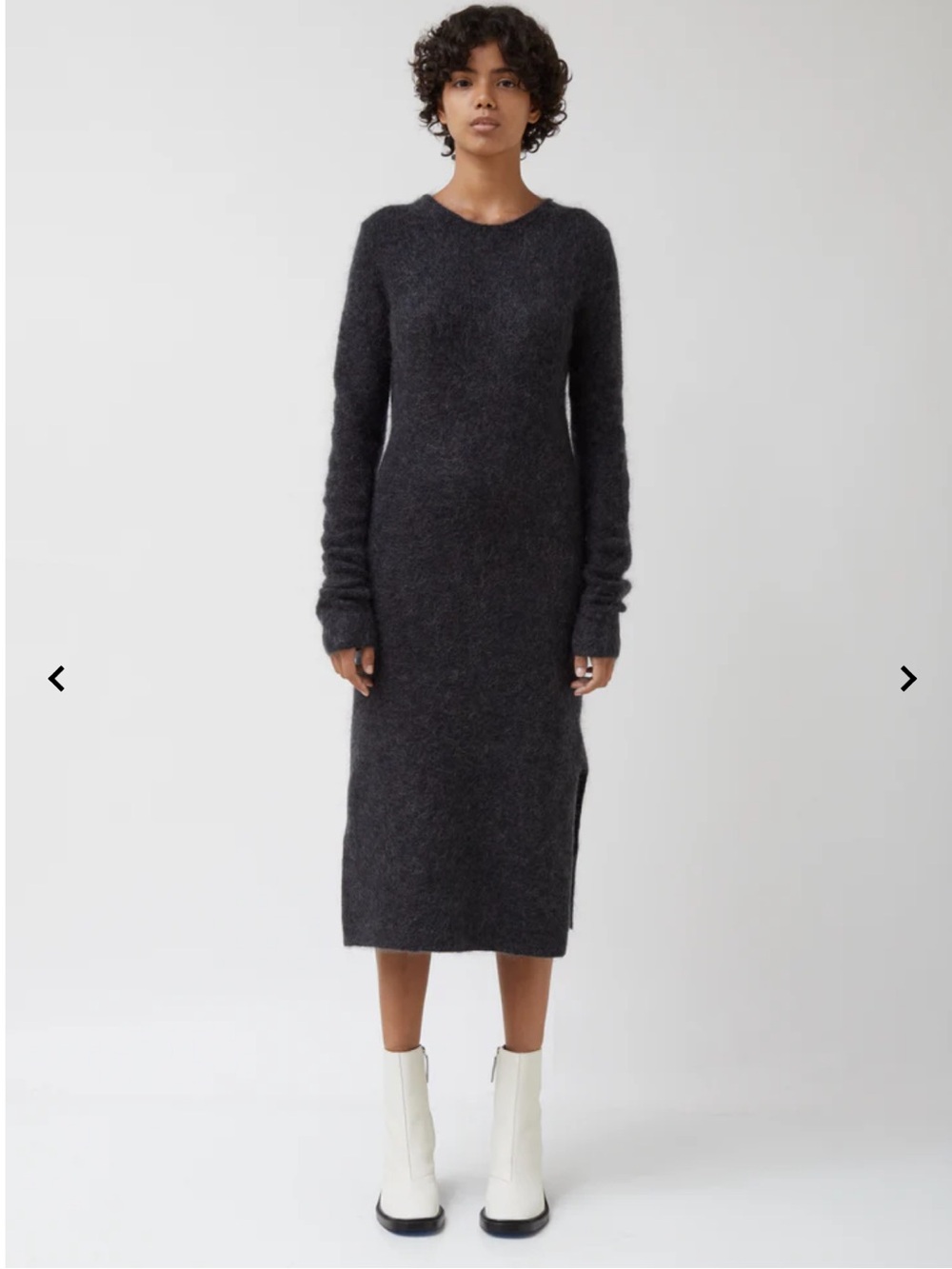 Acne Studios Kathilde Mohair Wool Blend Midi Dress Grey Small